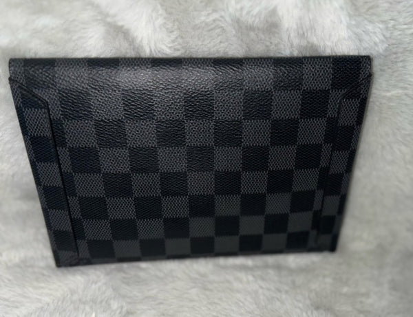 Louis Vuitton Black Graphite DAMIER Pouchette yellow interior  7.5 L x 5.5 w