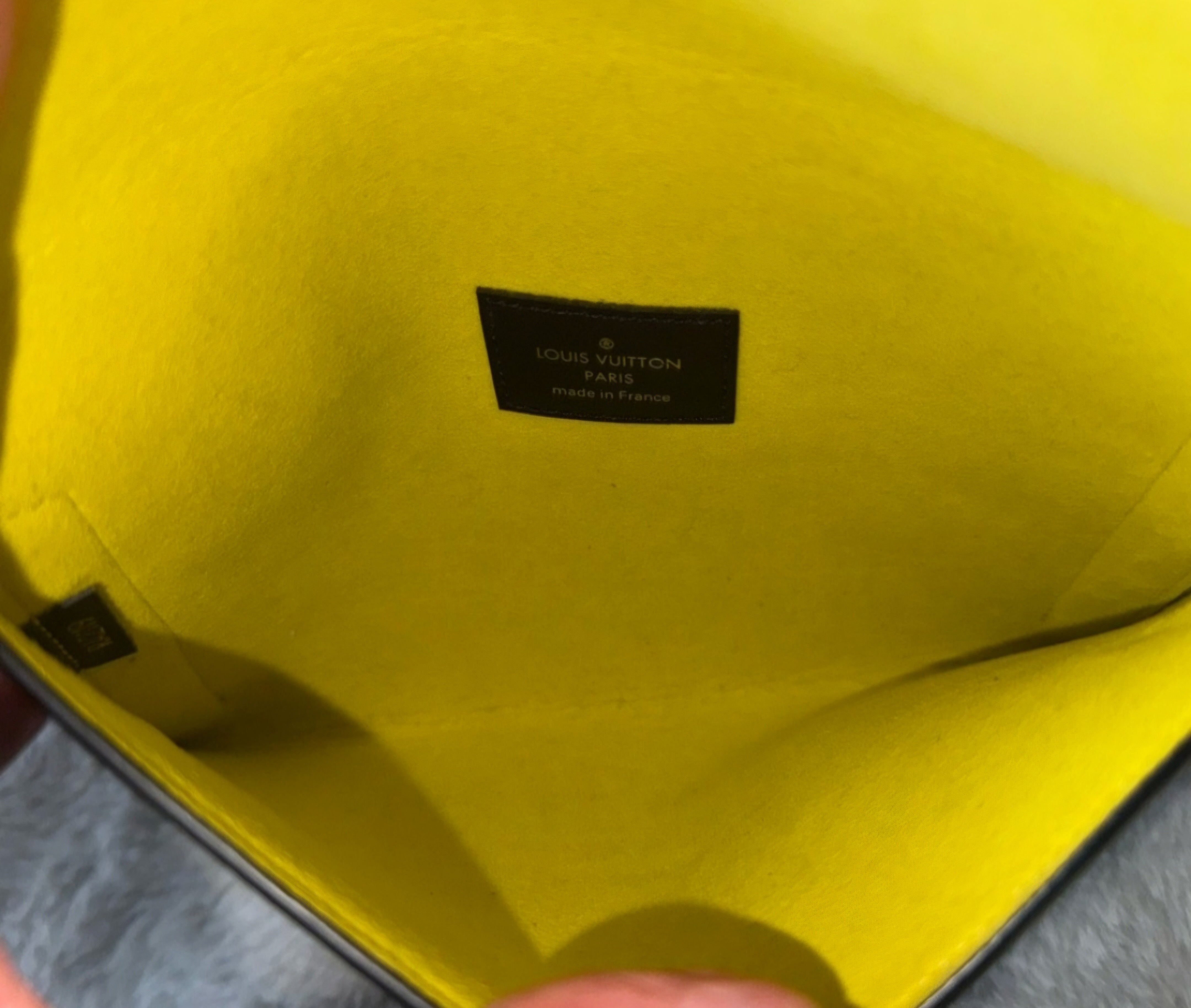 Louis Vuitton Black Graphite DAMIER Pouchette yellow interior  7.5 L x 5.5 w