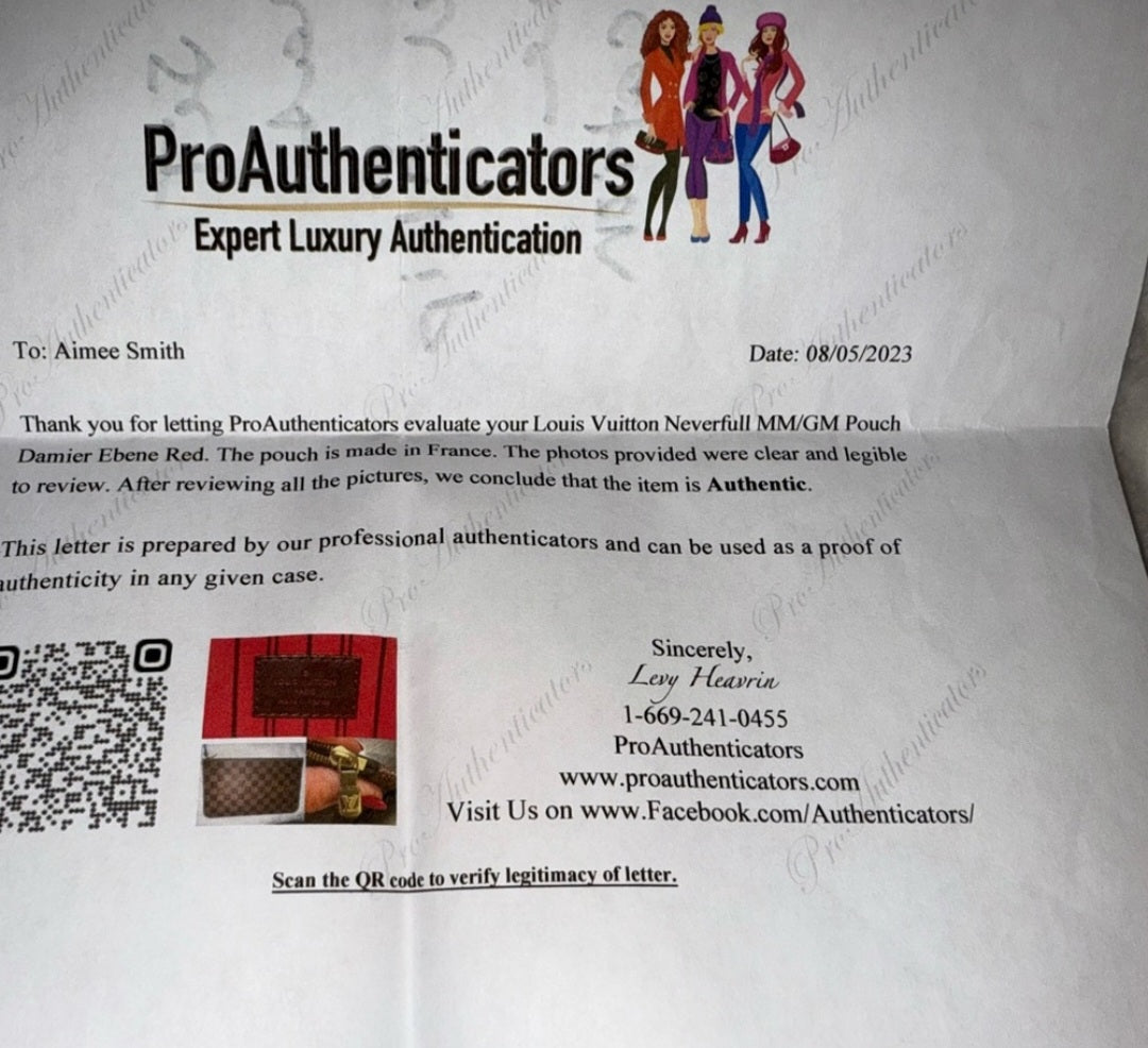 Louis Vuitton Damier Ebene Pouchette comes with Dust bag