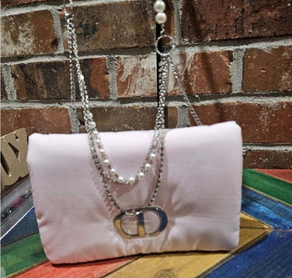 Dior pink puffer shoulder bag