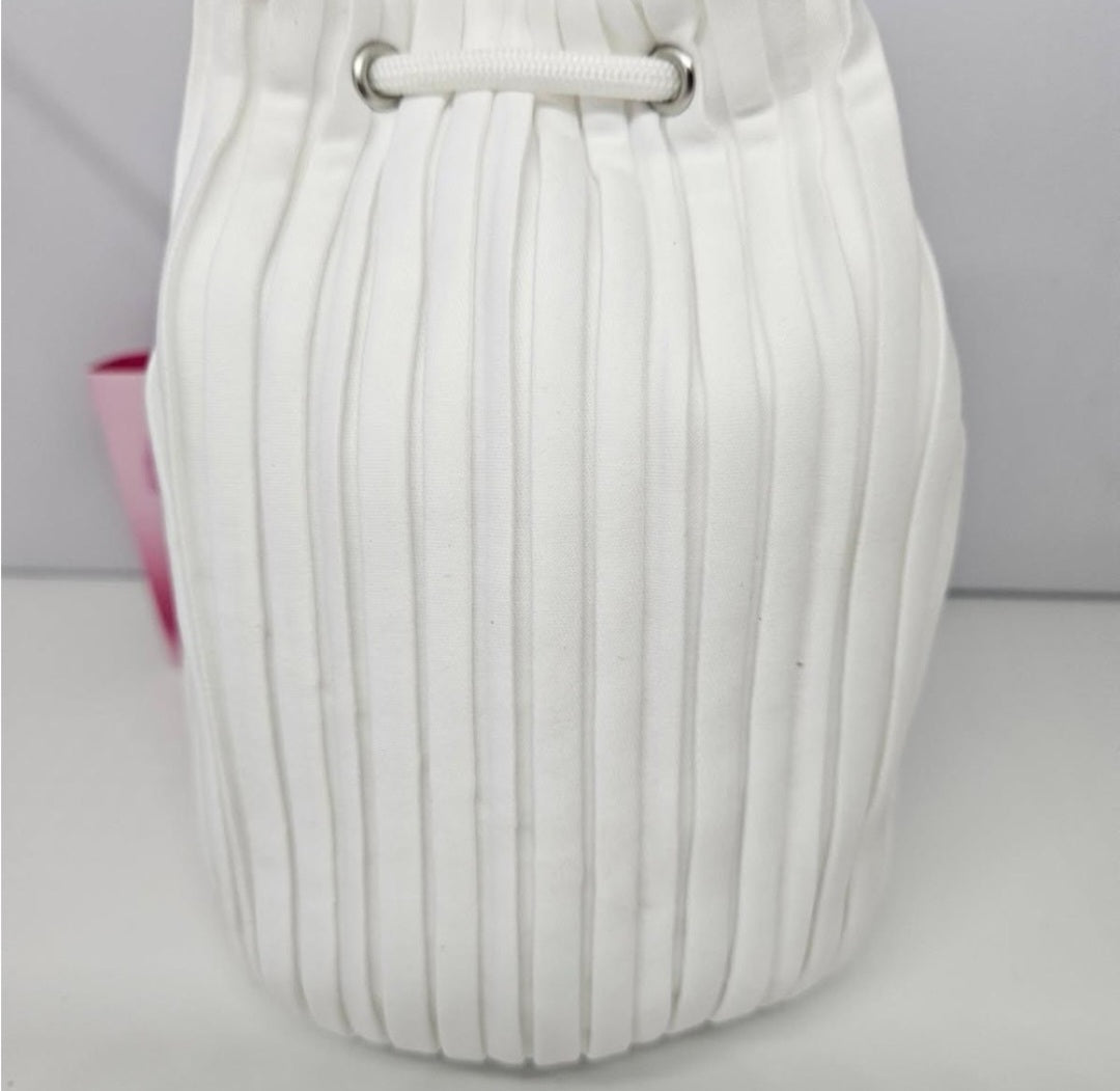 Dior white ribbed pouch with drawstring