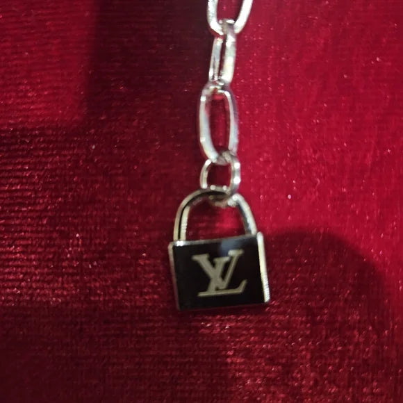 Louis Vuitton Silver Necklace with Key and Lock
