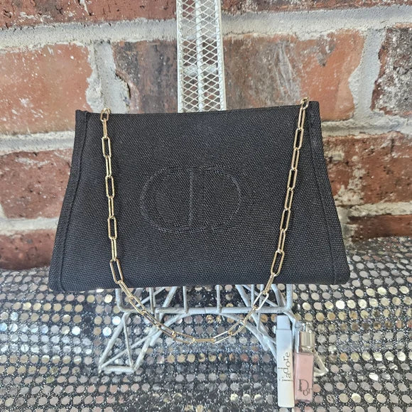 Dior Black Clutch with Gold Chain