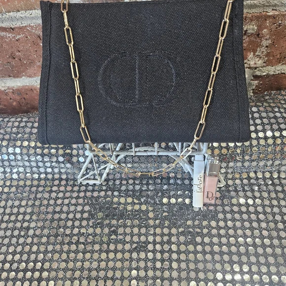 Dior Black Clutch with Gold Chain