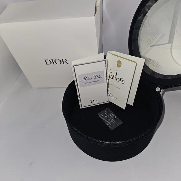Dior Perfume Set with Black/Silver Round Train Case