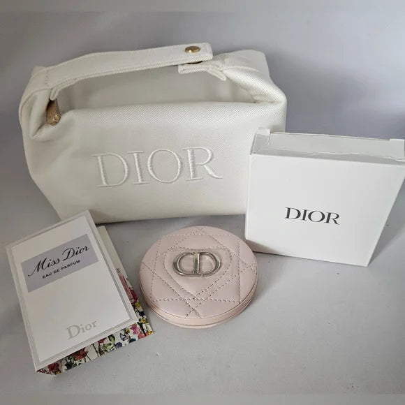 Dior Beige Handled Makeup Or Handbag Gold Hardware Comes With Luxury Items