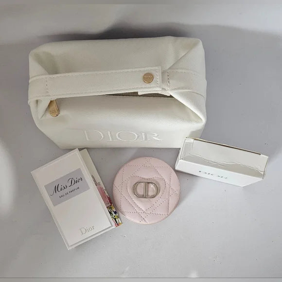 Dior Beige Handled Makeup Or Handbag Gold Hardware Comes With Luxury Items