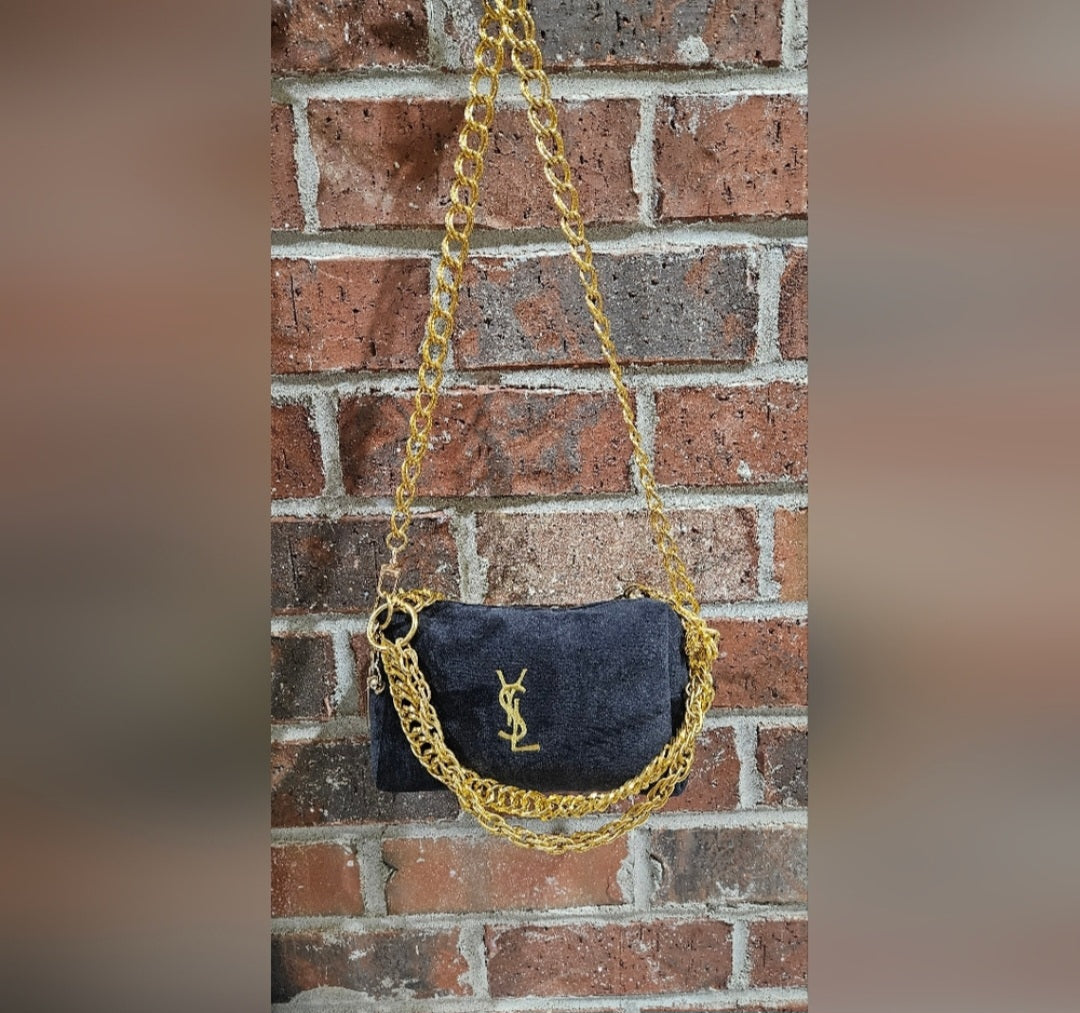 YSL Black Velvet Shoulder/Handbag