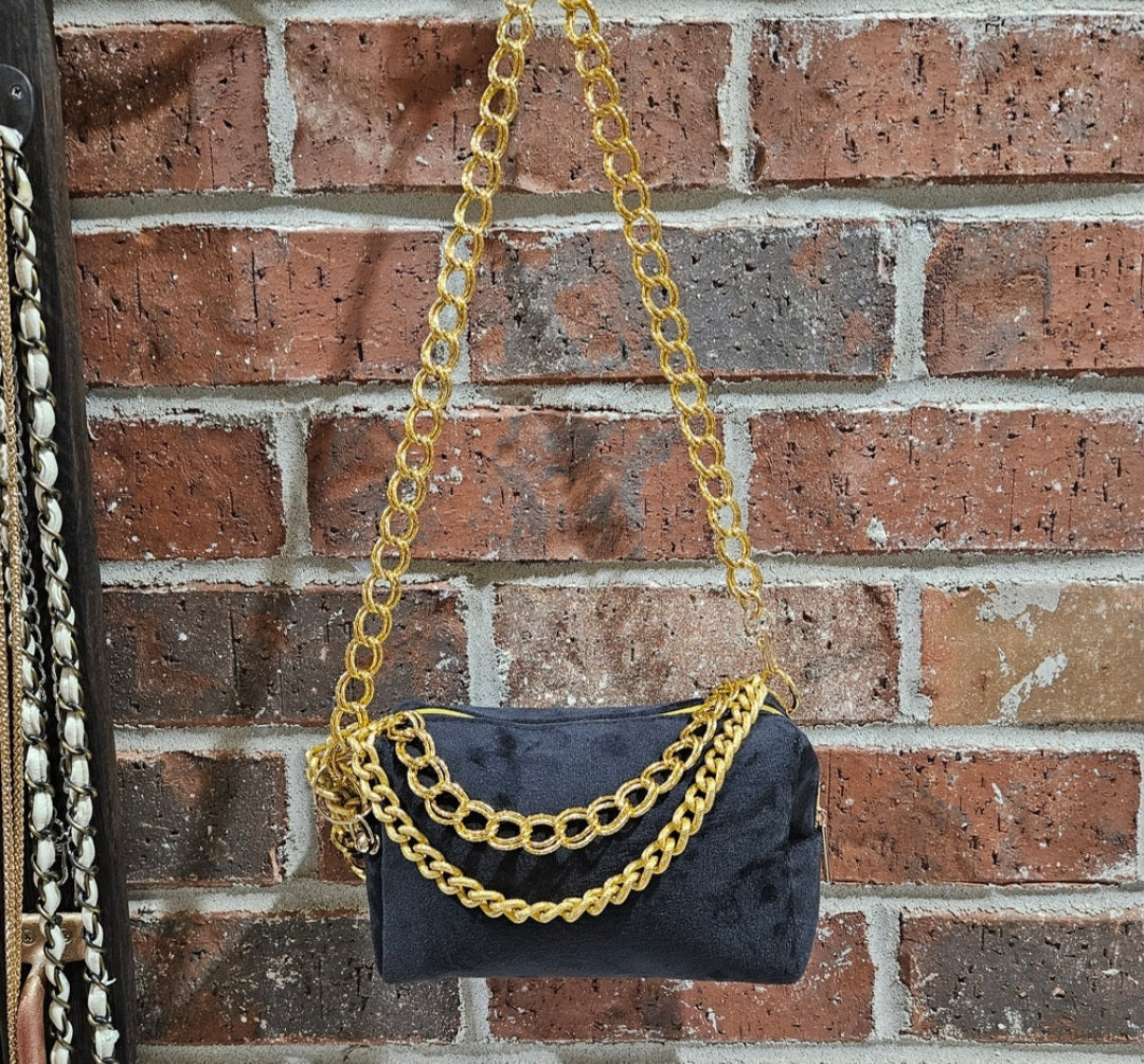 YSL Black Velvet Shoulder/Handbag