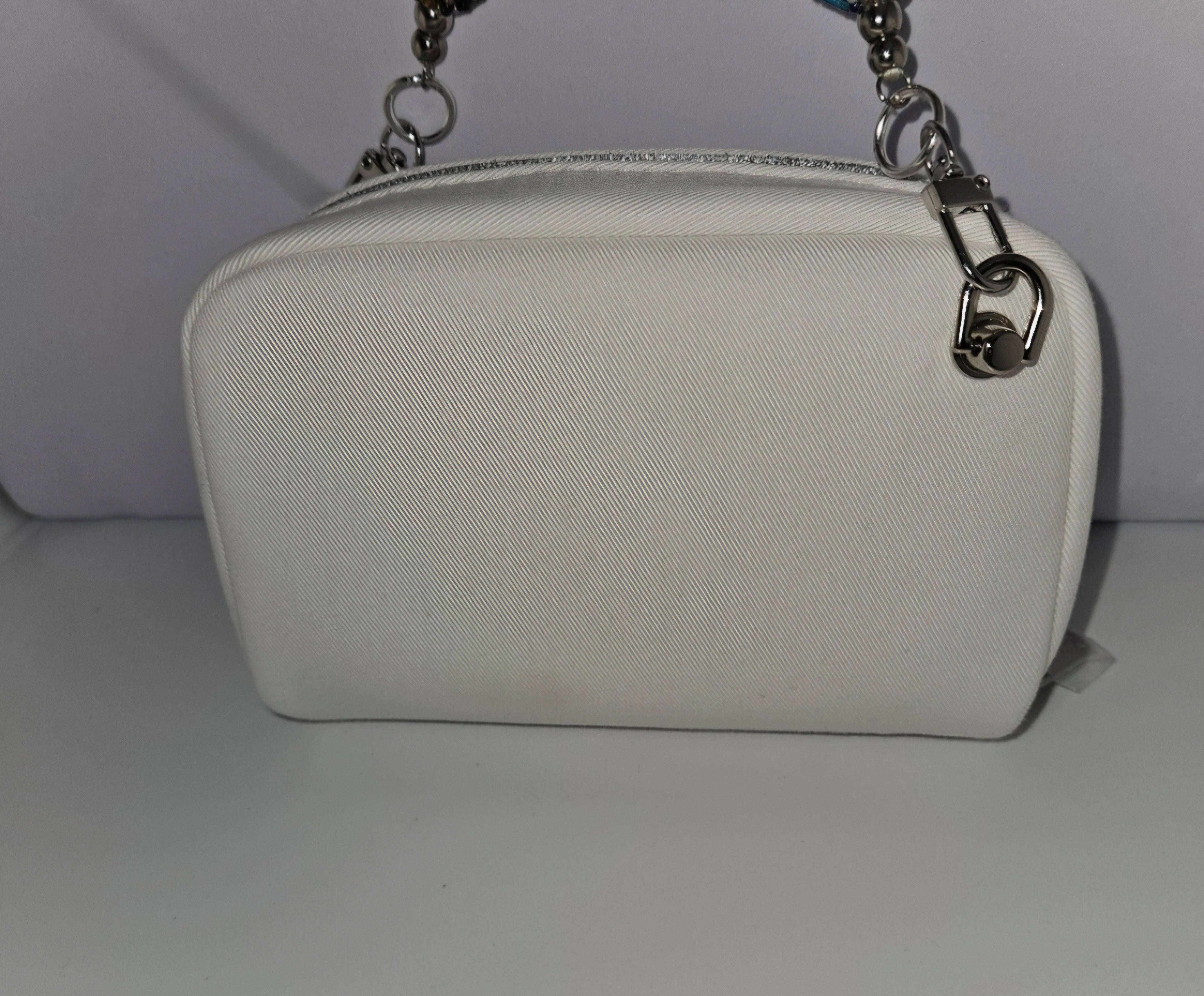 White Velvet Dior Bag with Beaded Handbag Handle