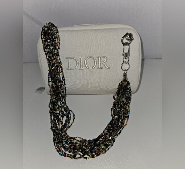 White Velvet Dior Bag with Beaded Handbag Handle
