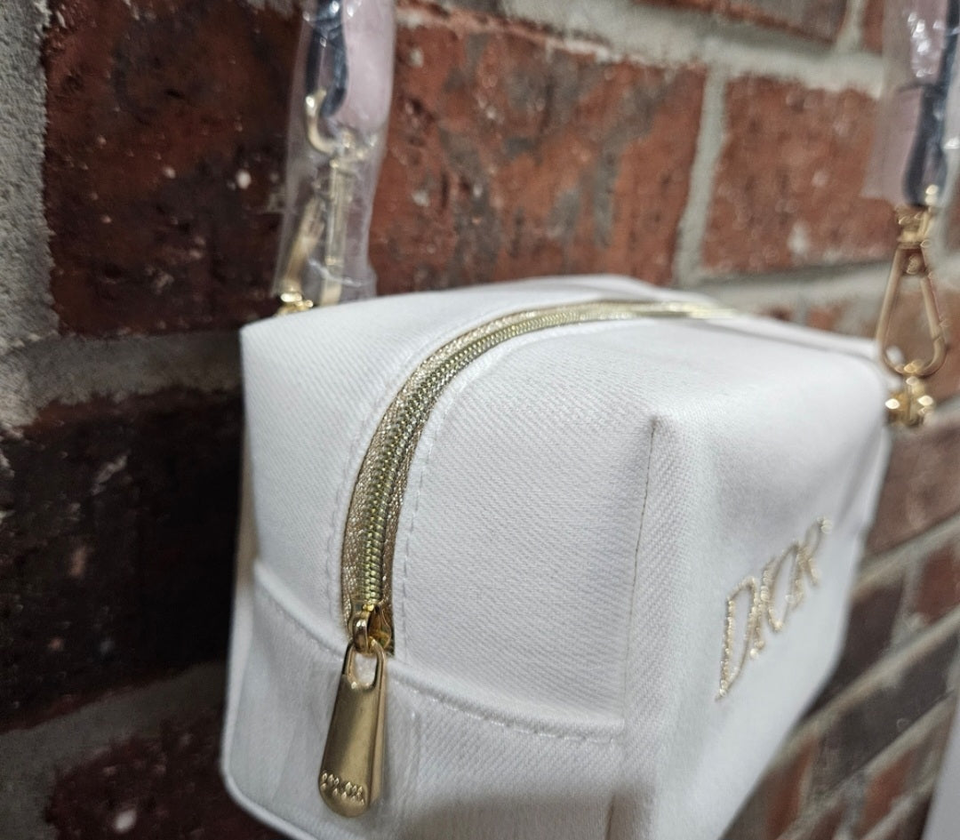 White/Gold Dior Bag with light pink strap