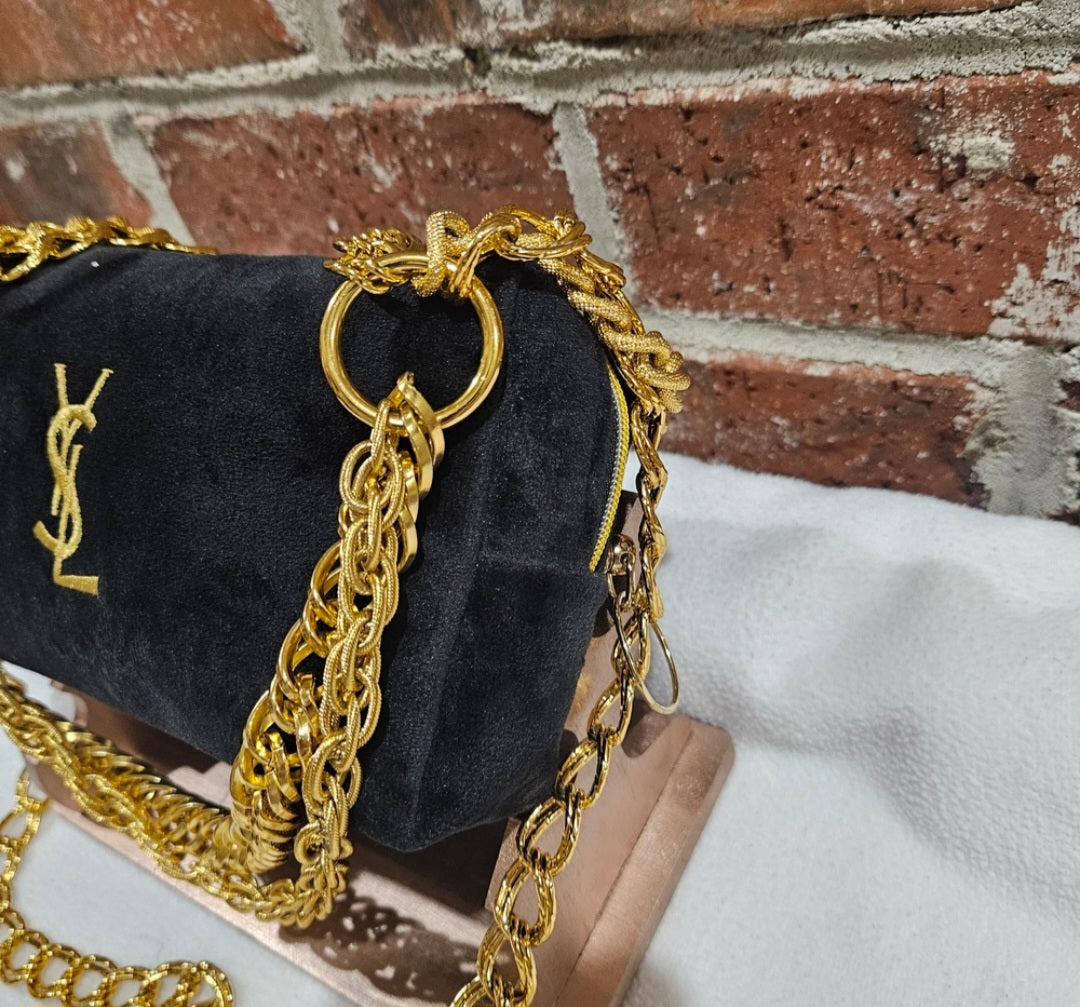 YSL Black Velvet Shoulder/Handbag