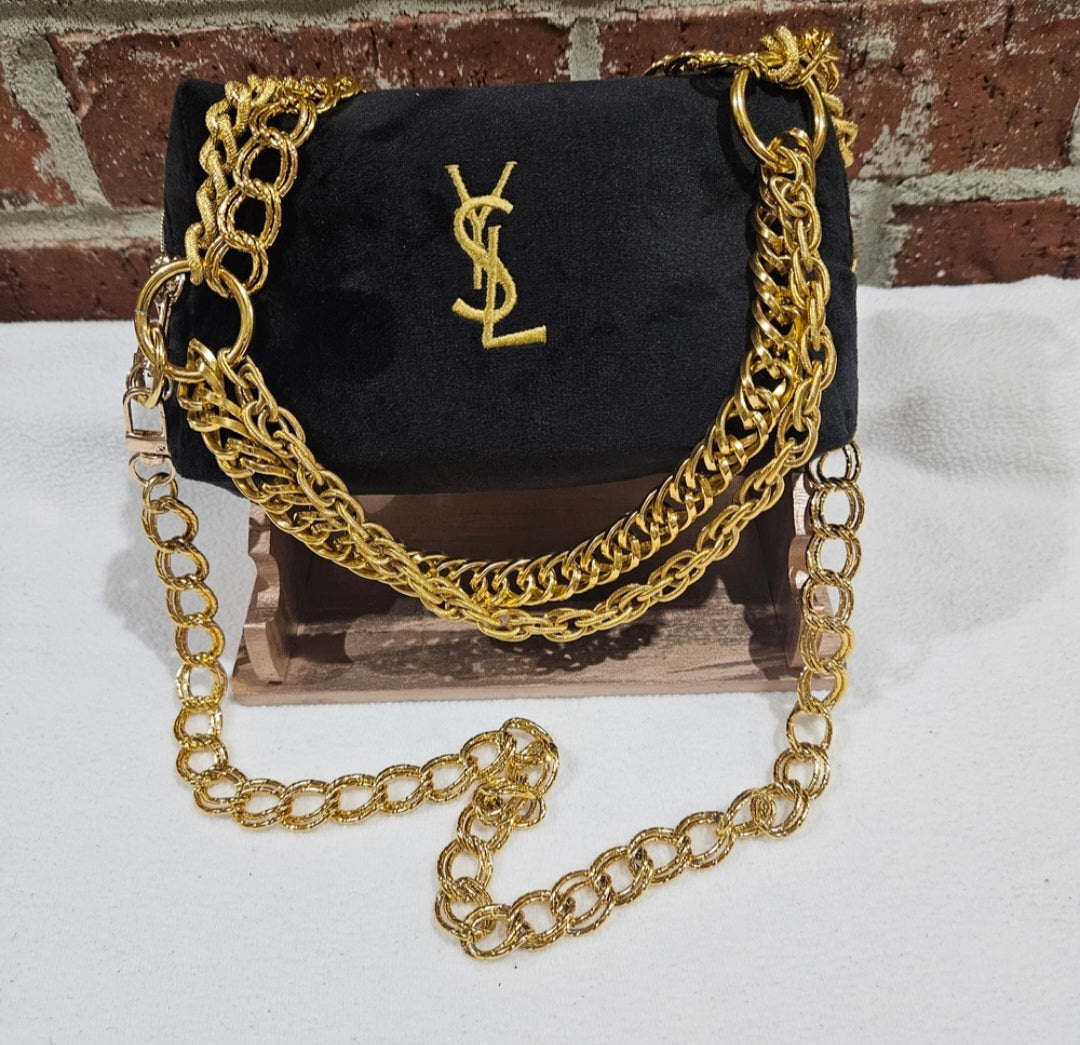 YSL Black Velvet Shoulder/Handbag
