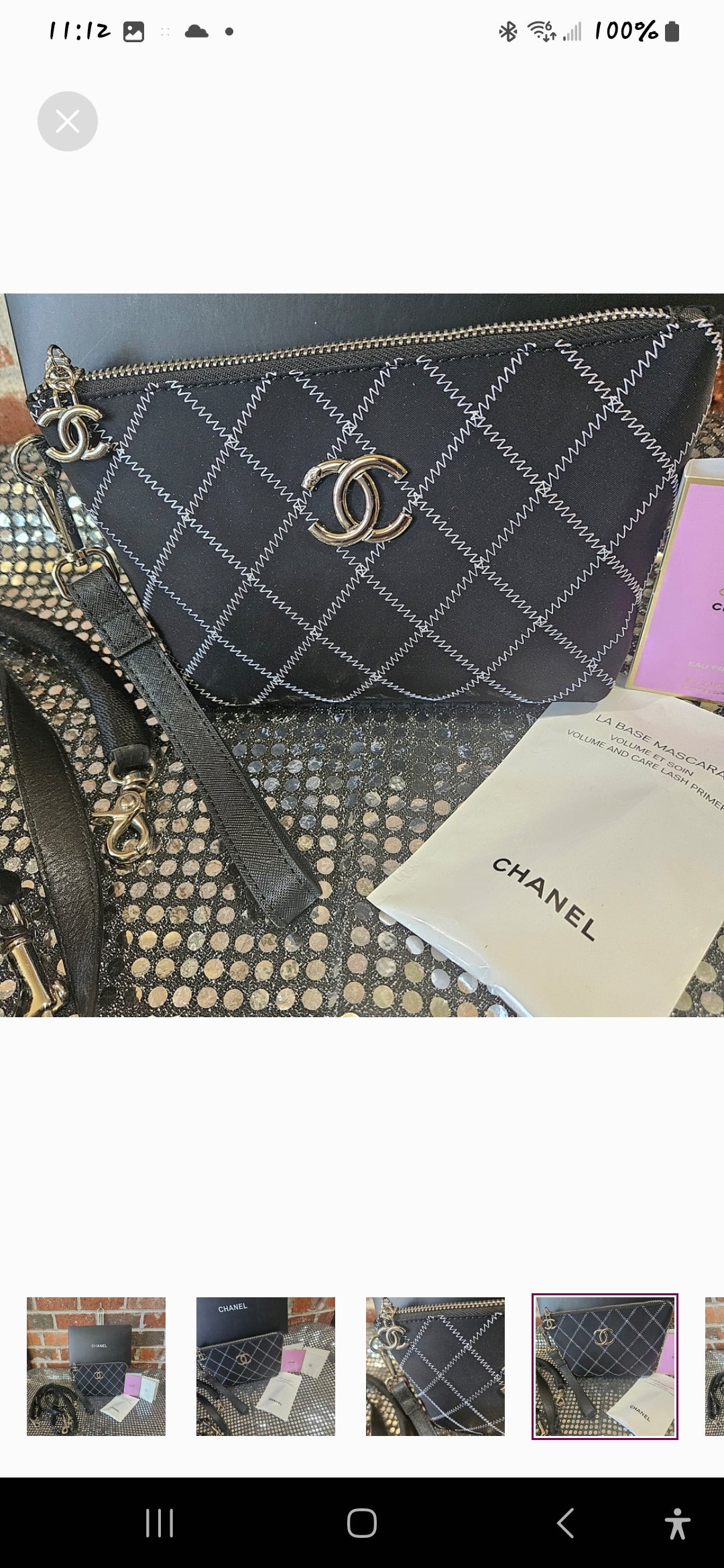 Chanel Black/White Clutch Bag with option of crossbody strap