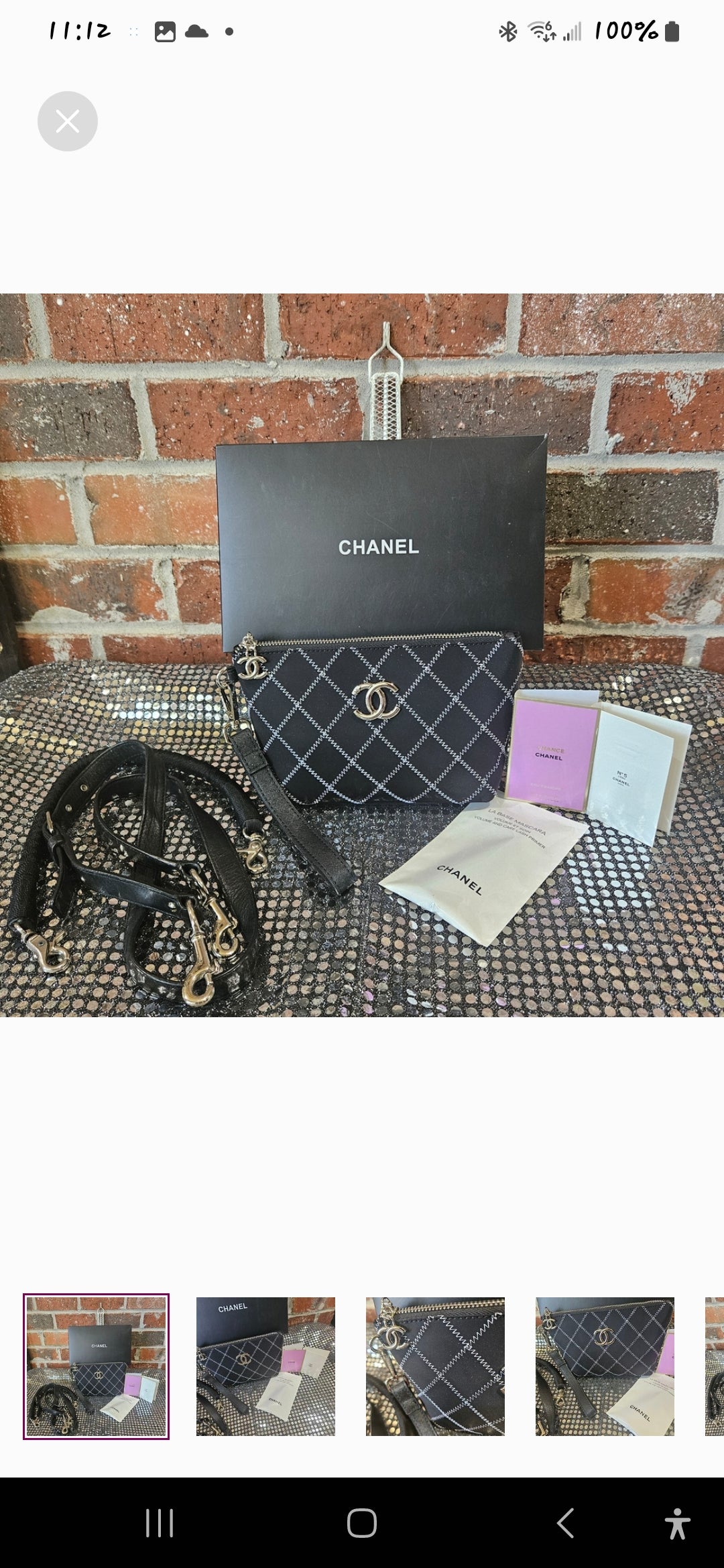 Chanel Black/White Clutch Bag with option of crossbody strap