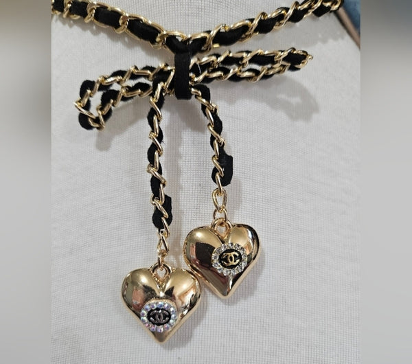 Choker necklace with bowtie chanel charms