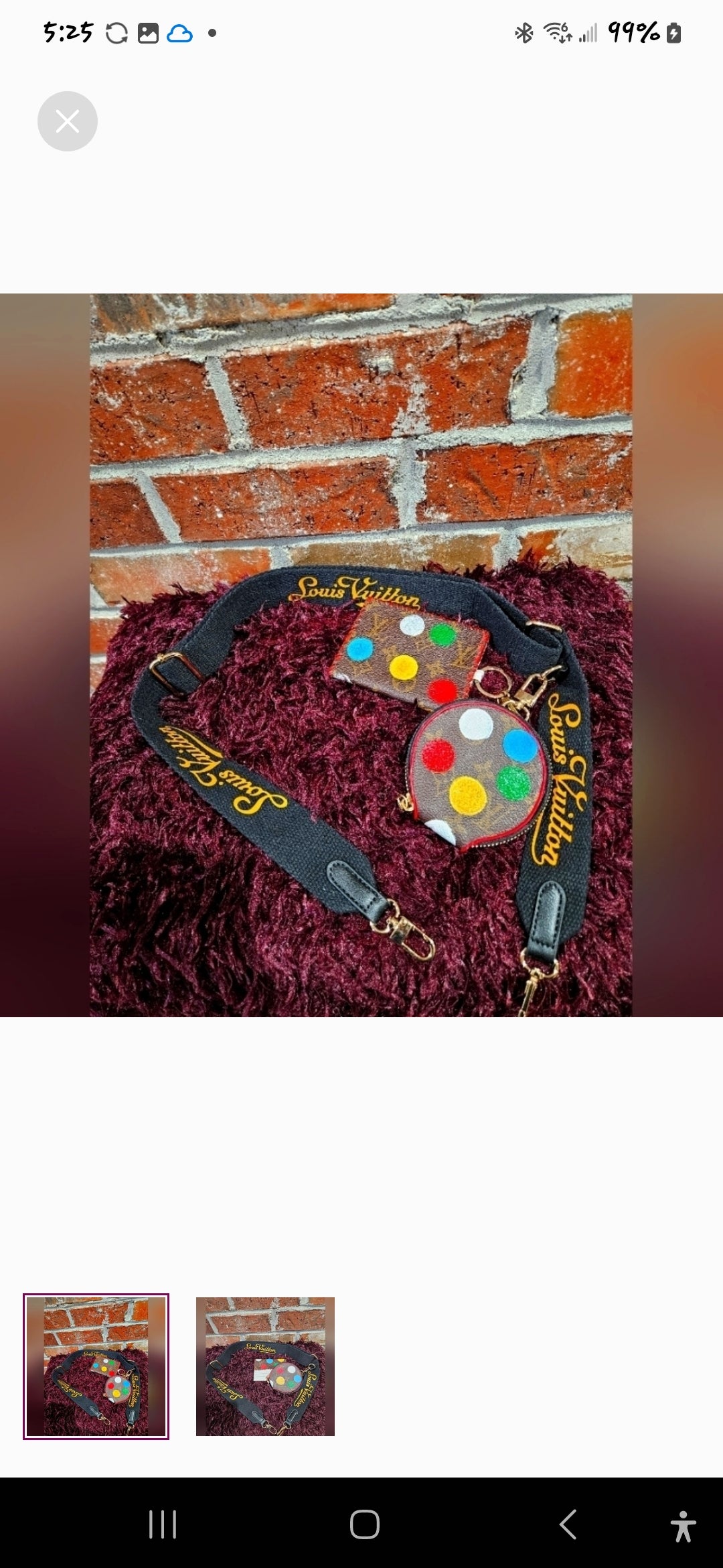 Handcrafted custom strap with card wallet and coin purse.