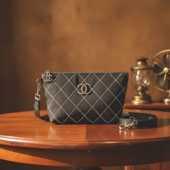 Chanel Black/White Clutch Bag with option of crossbody strap