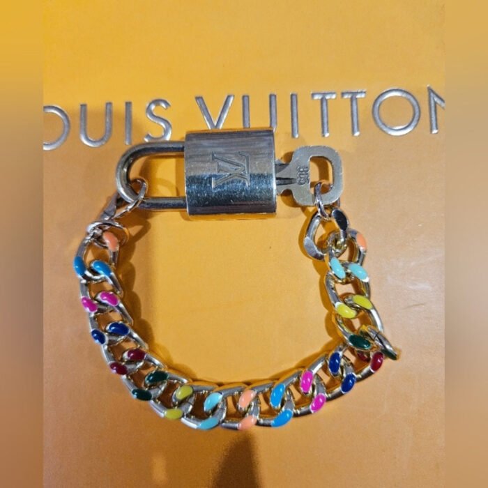 Gold Louis Vuitton Lock #305 Multicolored Bracelet