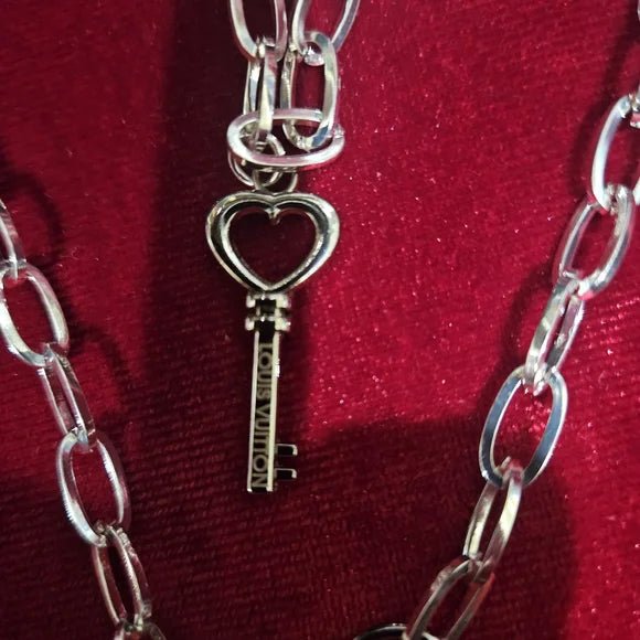 Louis Vuitton Silver Necklace with Key and Lock