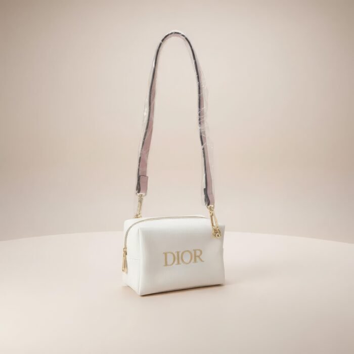 White/Gold Dior Bag With Light Pink Strap